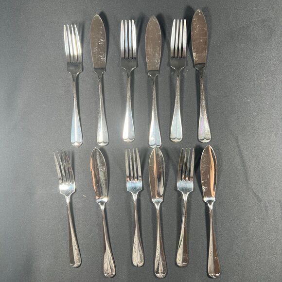 Godinger silver plated fish knives and forks 12 service for 6 - Picture 1 of 6